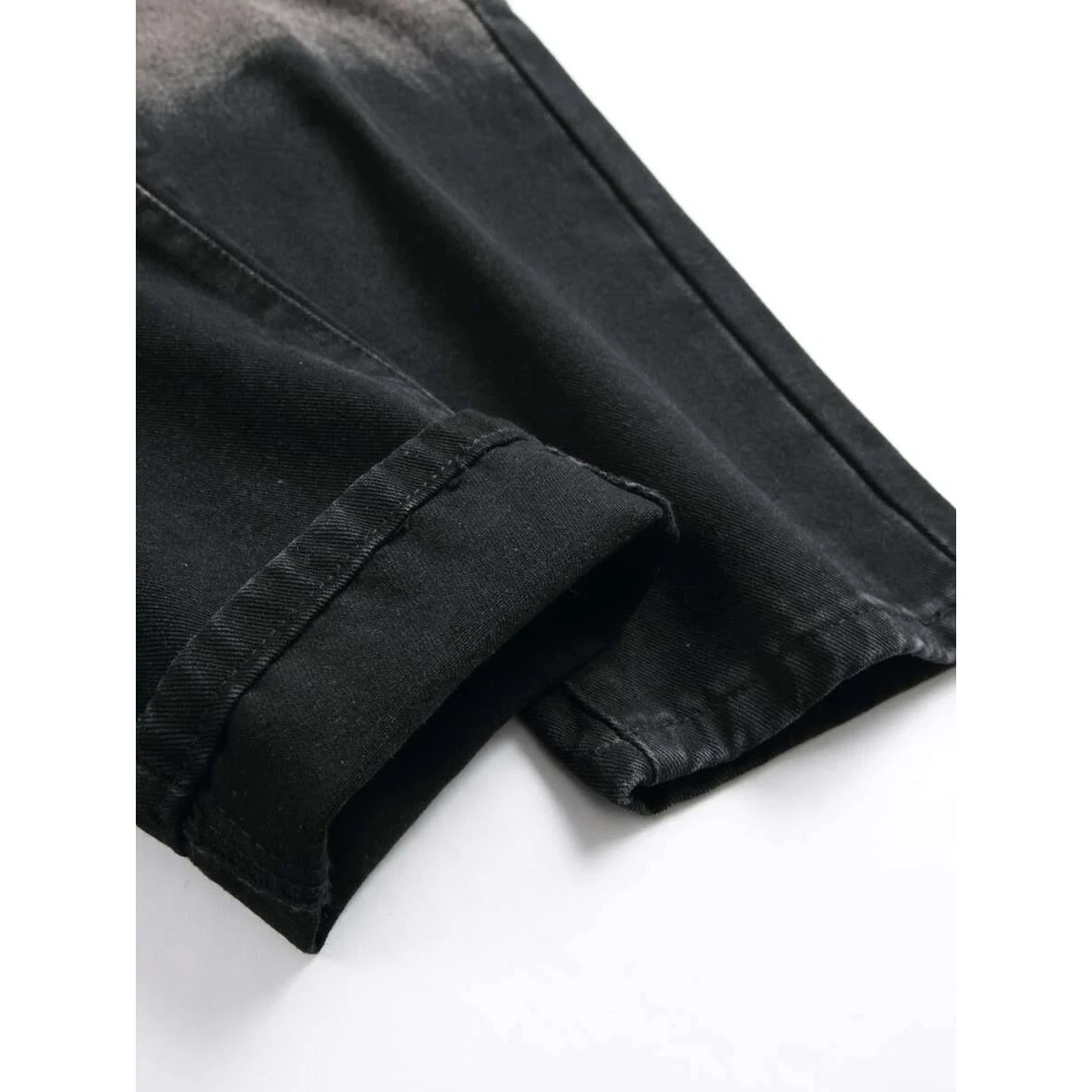 Wholesale Distressed Jeans Men Black Stretchy Slim Fit Hip Hop Destroyed Broken Holes Ripped Man Breathable  Frayed Denim Pants