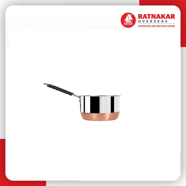 2024 Latest Stylished Cast Iron Sauce Pan Designer Flat Base Stainless Steel Copper Bottom Sauce Pan Cookware With Handle