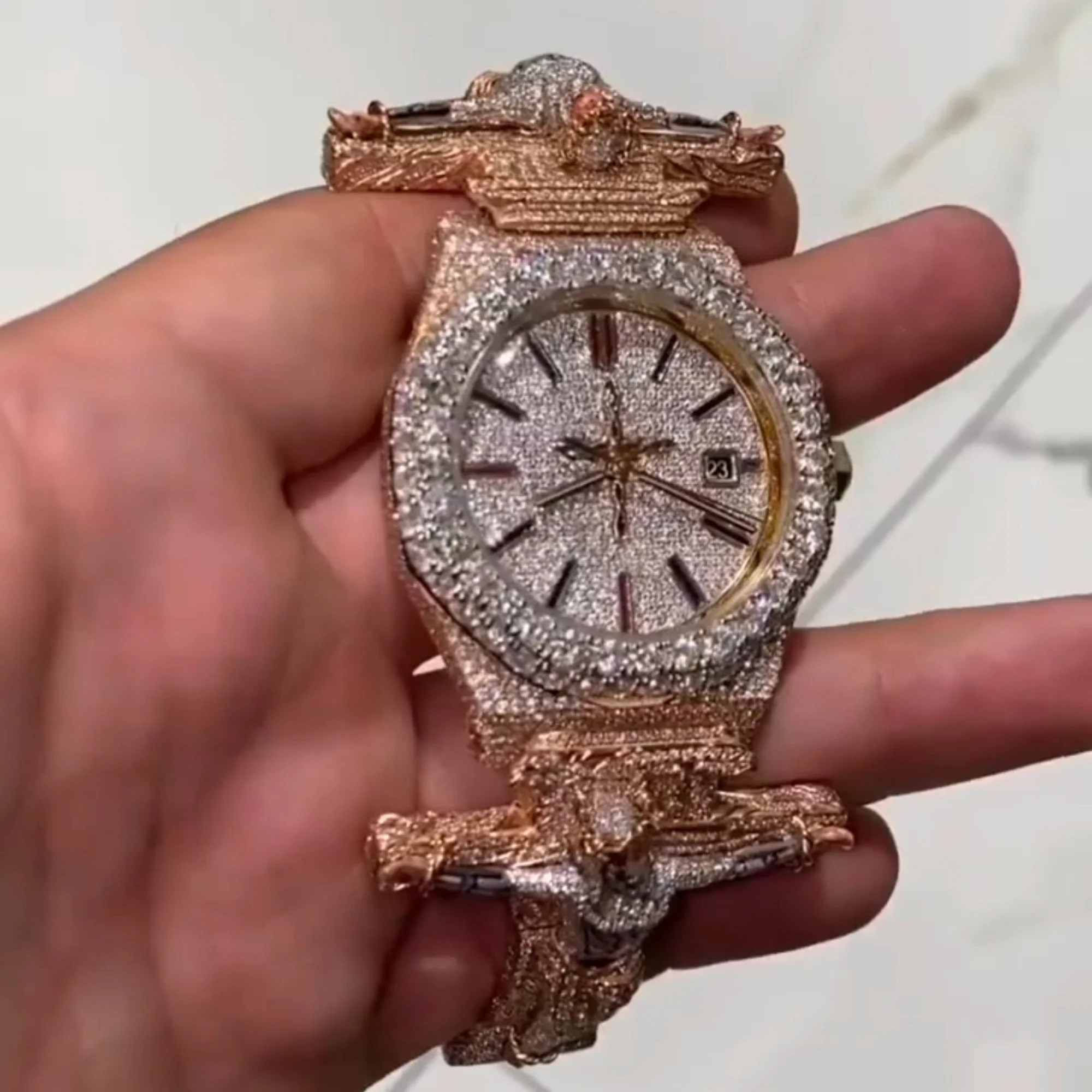 Brand New High Quality Iced Out 2023 Arrival Luxury Gold Silver Original Customized Hip Hop Men Lab Grown  diamond wrist watch