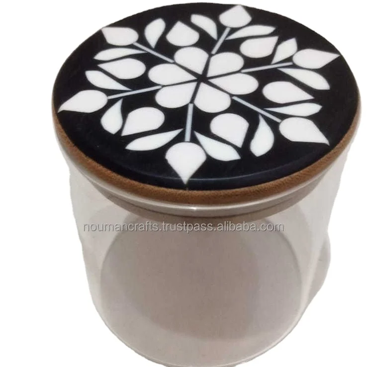 Clear Glass Food Storage Jars Containers with Airtight Bamboo bone inlay Lid for Candy, Cookie, Rice, Sugar, Flour, Pasta, Nuts