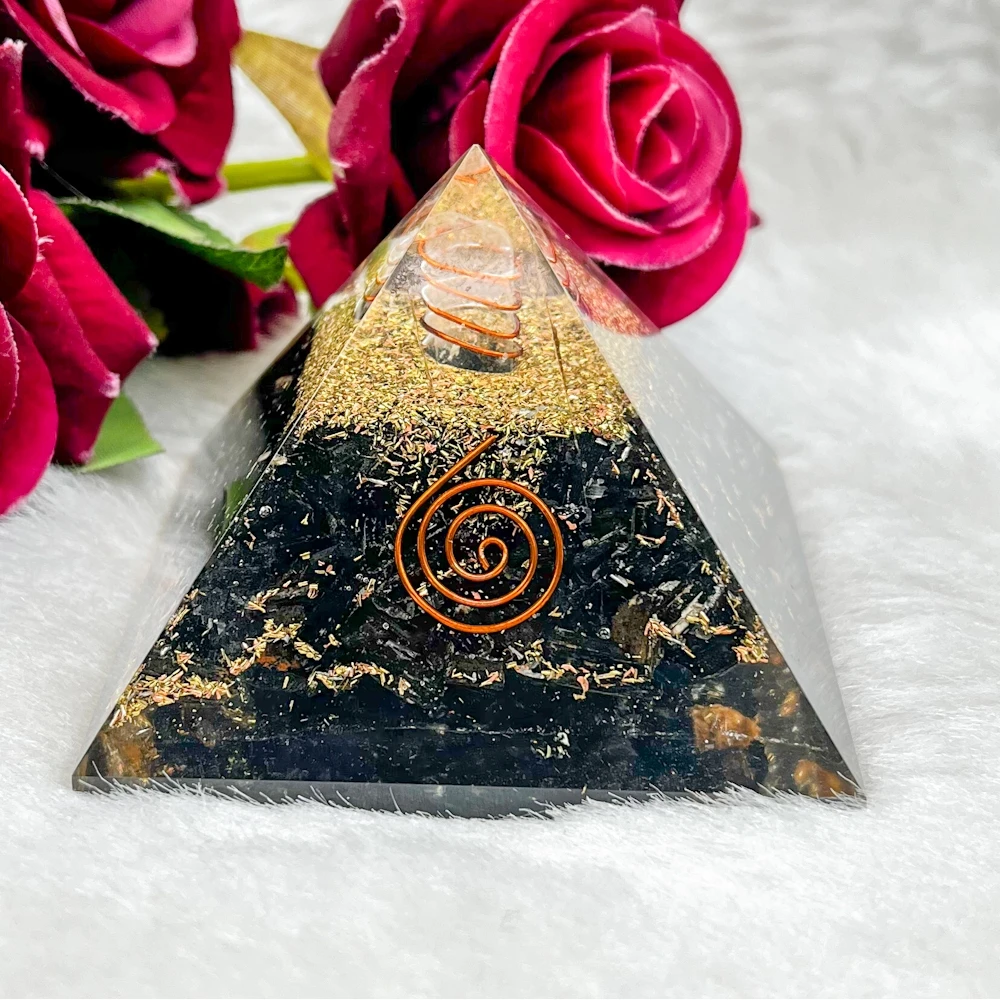 Orgone Pyramid Healing Chakra Gemstones Chips Natural Crystal Pyramid Tourmaline Best Quality Orgonite Pyramid Home Decor Gift