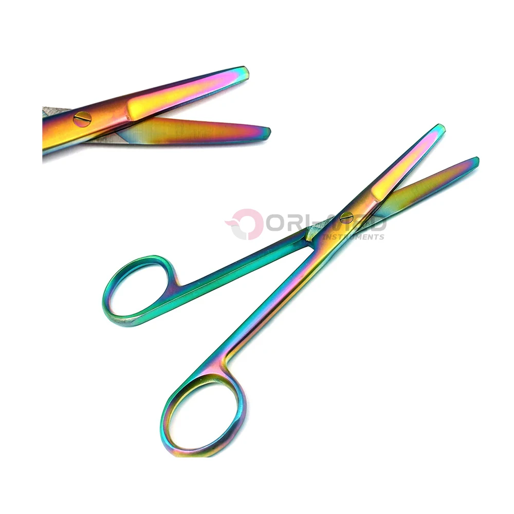 Manufacture Supplier Direct Medical Rainbow Color Mayo Scissors With/Without TC Cutting Edge (Straight Blades)