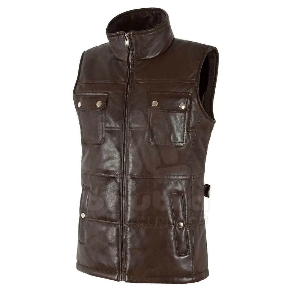 Stand Collar Customized Winter Fashion Women Leather Vest Wholesale Low Price Leather Vest For Women