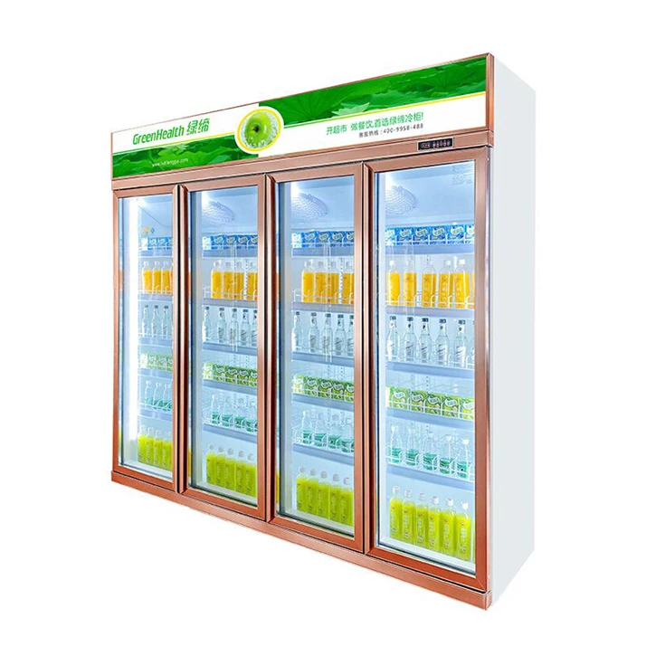 Fan Cooled Supermarket Wine Glass Food Chiller Beverage Refrigerator