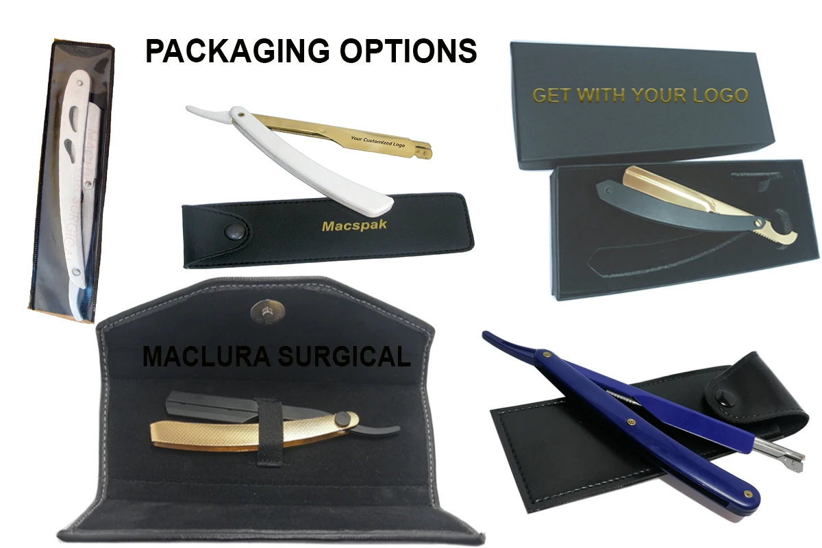 MACLURA Half Blade Shavette Razor Wood Handle Swing Lock Free Logo-Barber Straight Razor Triple Single Disposable Underarm