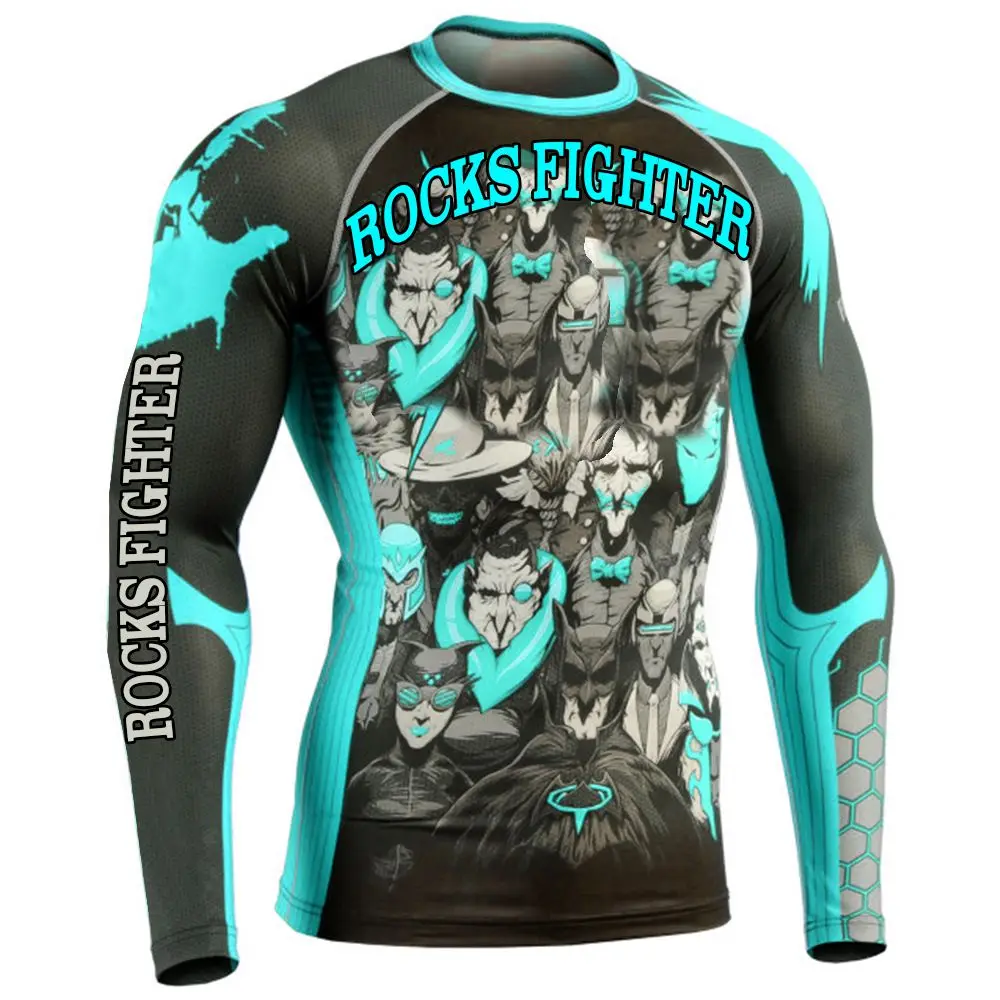 Custom Spandex Polyester Compression bjj T Shirt For Men Powerlifiting Mma Jiu Jutsu Rash Guard Wholesale