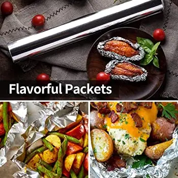 Food Grade Aluminum Foil Roll Heavy Duty Non-stick Aluminum Foil  14 Micron Kitchen Use Aluminum Foil Paper