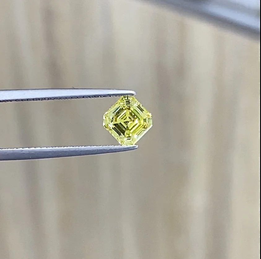 Synthetic CVD Yellow Cvd Lab Grown Loose Diamond Transparent Star Laser Bag Polish 1 CT Good D Packing Plastic Color Asscher Cut