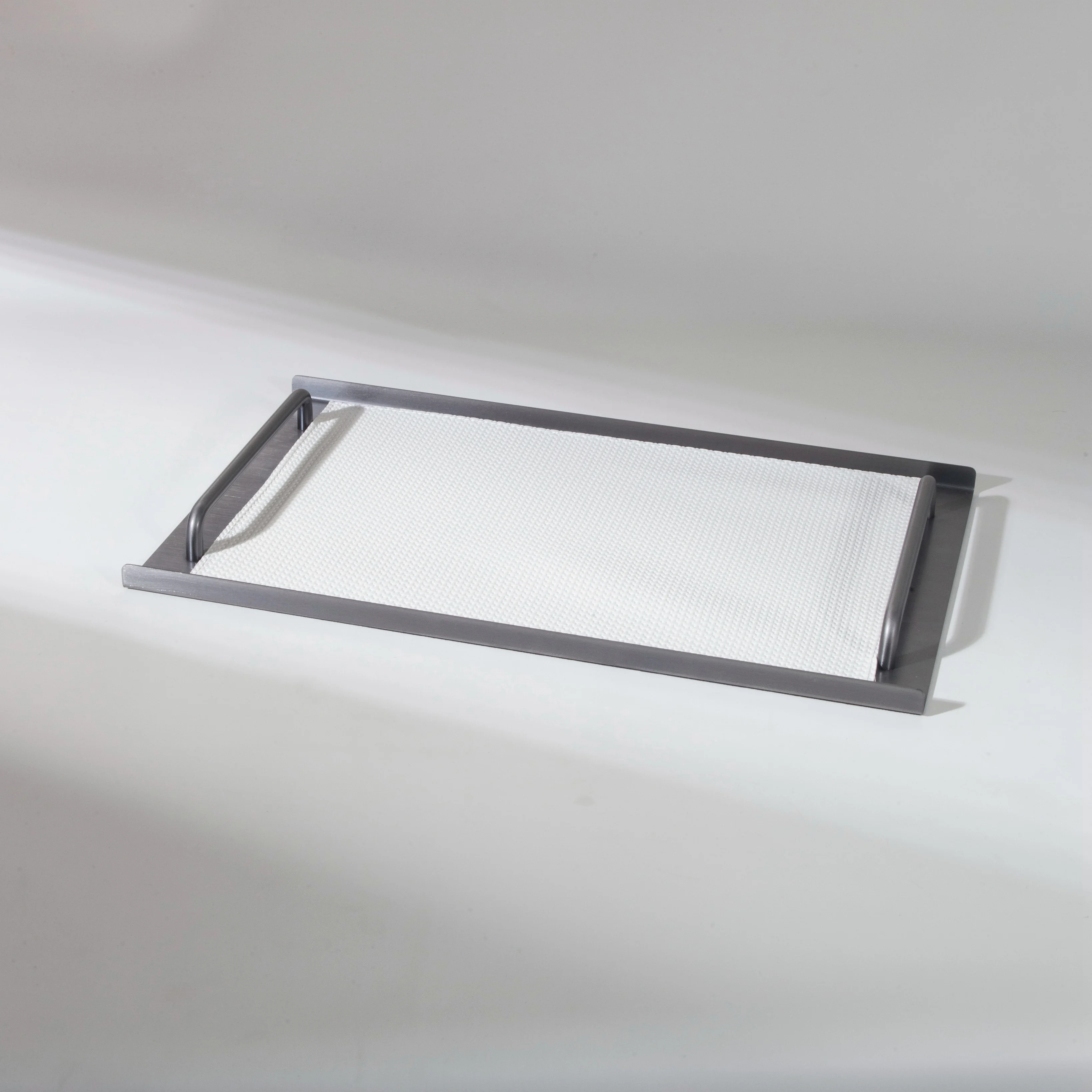 Роскошный прямоугольный металлический лоток со стальными ручками кожаный сервировочный Белый индивидуальный с