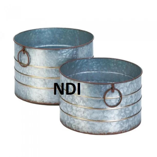 Wedding Home Hotel Garden Decoration Unique Style Set Of Two Iron Metal Flower Vase  Floor Planter Pot