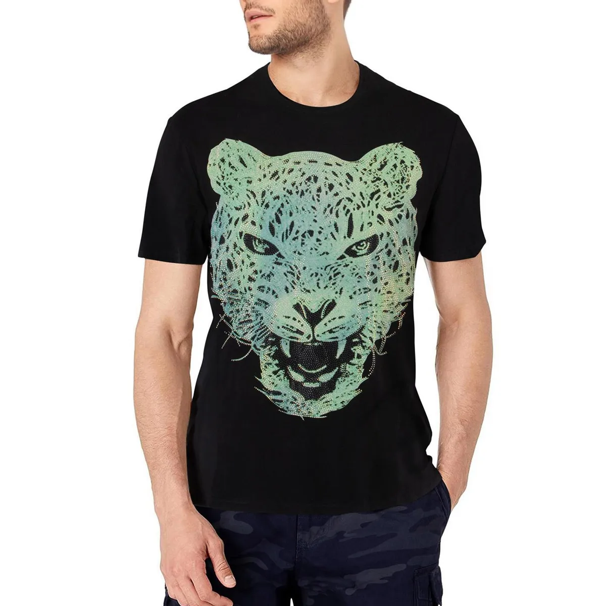 Professional OEM & ODM Services Custom Made With Your Own Reversible For Men Rhinestones T-shirt By VOLVER INDUSTRY