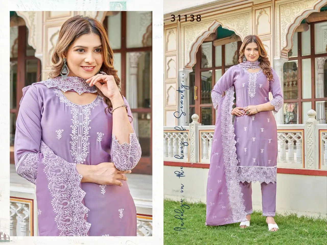 High-quality craftsmanship Traditional Pakistani Style Kurti set with contemporary flair 4 pcs threaded embroidery kurta set