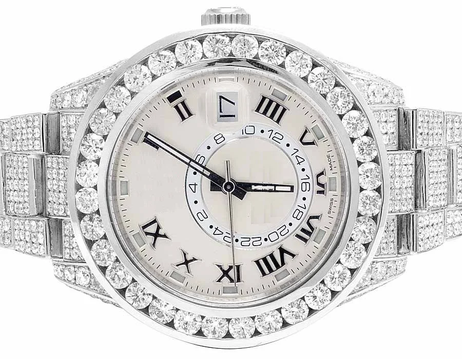 Роскошные кварцевые автоматические мужские часы с огромным циферблатом, полностью замороженный VVS Moissanite, золотой браслет, бесплатная доставка