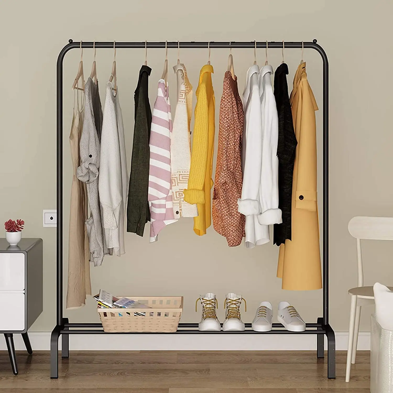 Multipurpose Clothes Rack with Bottom Shelf, Closet Organizer Coat Hanger/Freestanding Clothes Stand  Garment stand