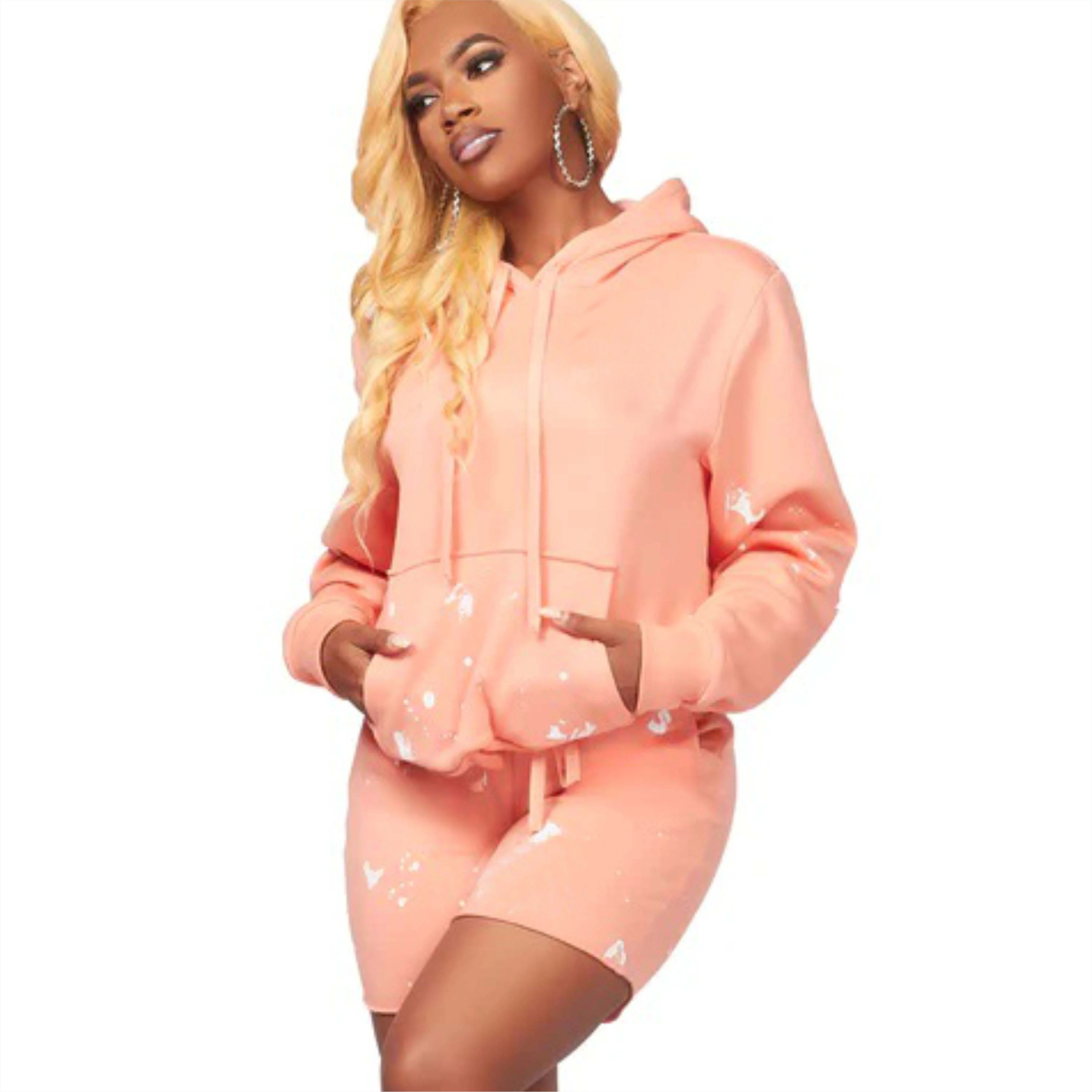 Oversize Cropped Hoodie Jogger 2 Piece Set Custom Logo PULLOVER Style Cute Woman Clothing Hooded Collar Crop Tops for Ladies