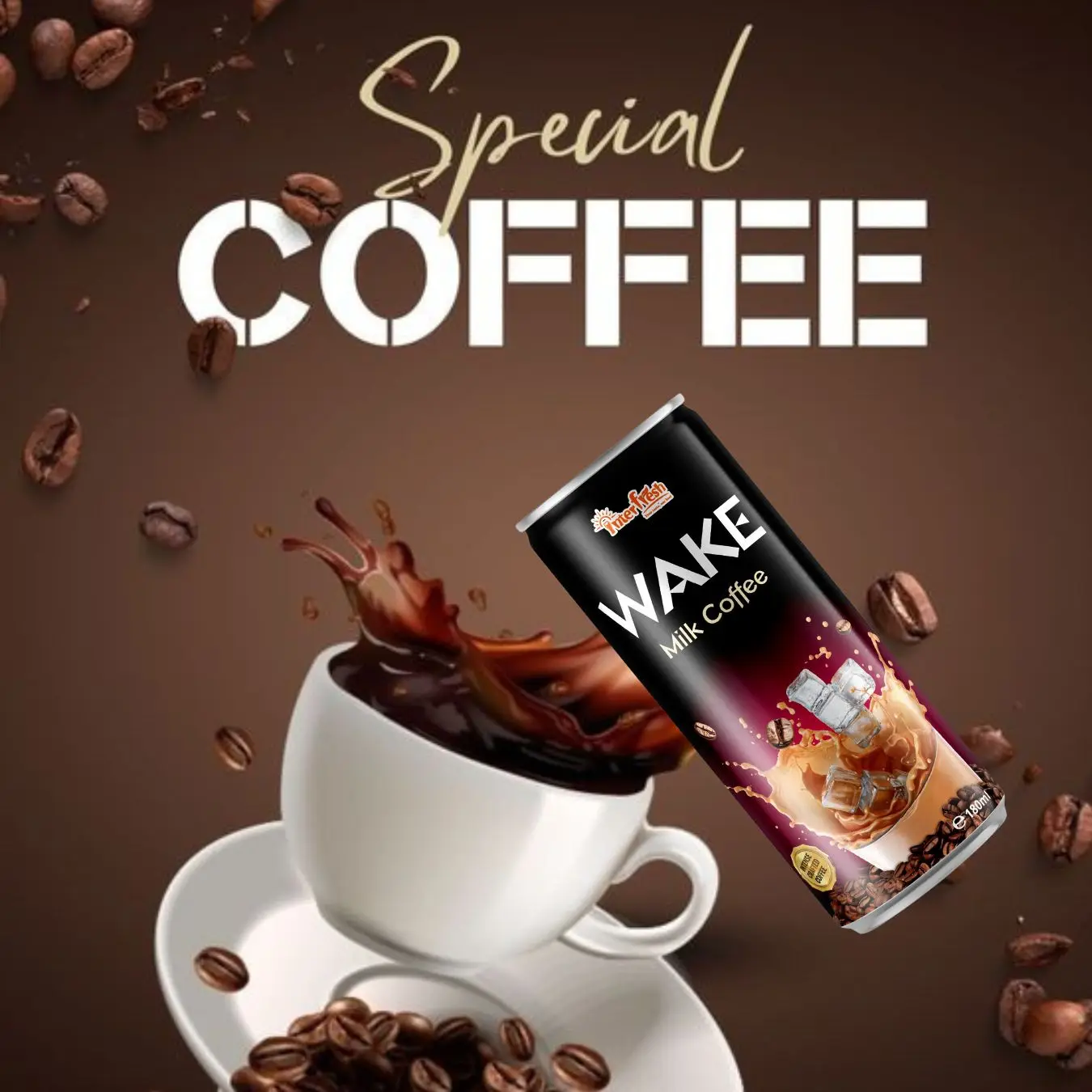 INTERFRESH High Quality Instant Black Coffee Drinks 250mk Robusta Arabica OEM Free Milk Coffee Sample Low Price Sugar Flavor