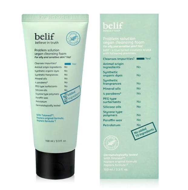 [BELIF] belif problem solution vegan foam cleanser 100ml Facial Cleanser Face Wash Korean Skincare