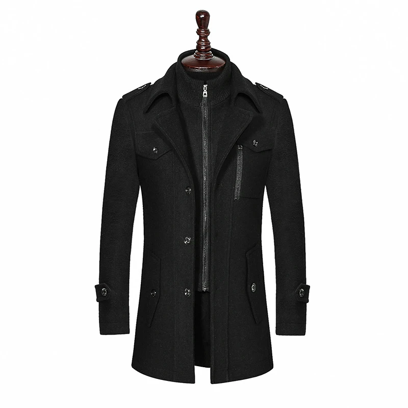 New Man Warm Trench Suits Jacket Casual Overcoat Abrigos Para Hombre Long Winter Coats for Men Long Clothing Length