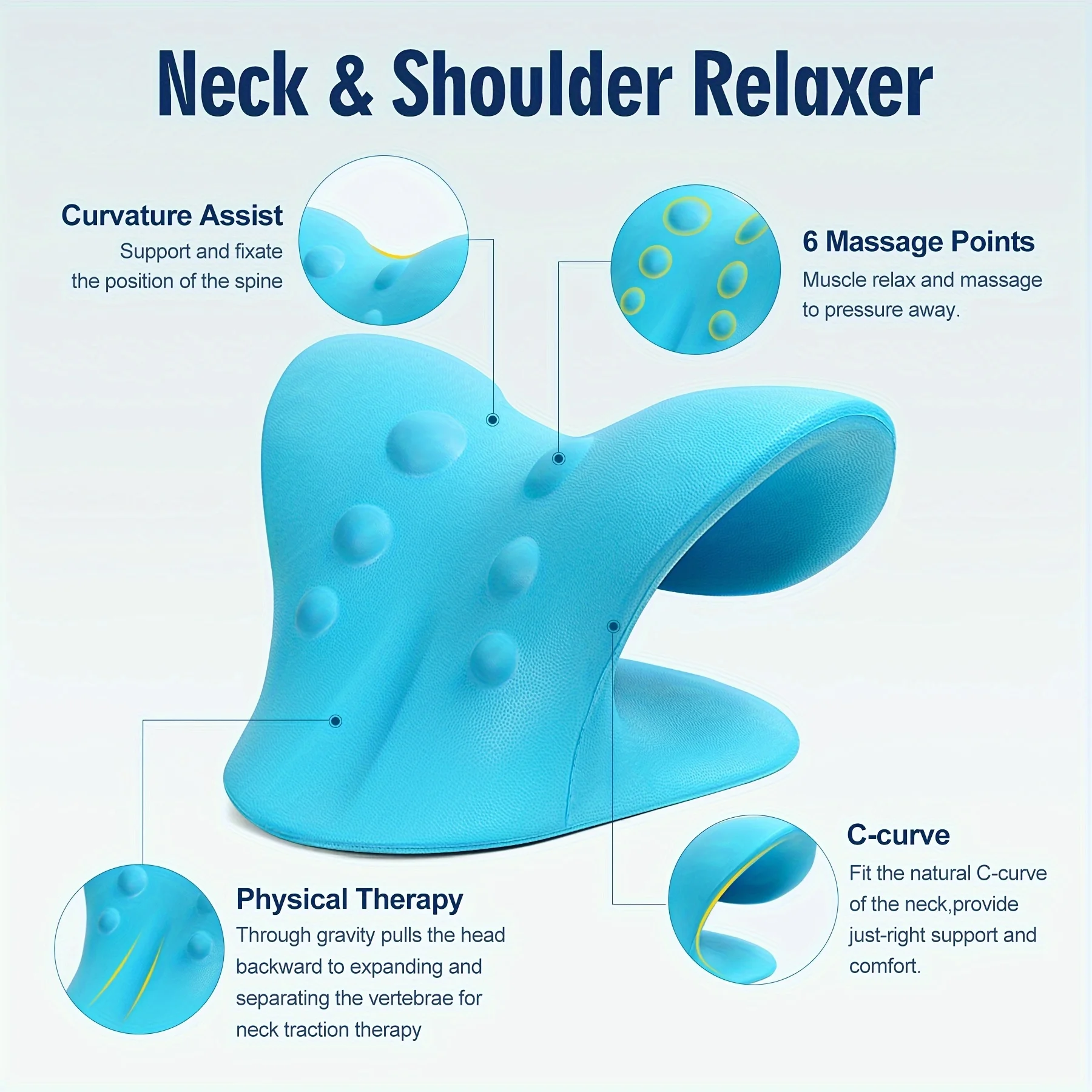 EVA C-Shaped Magnet Neck Shoulder Relaxer Cervical Relax Spine Alignment Traction Device Chiropractic Pillow Stretcher Massager