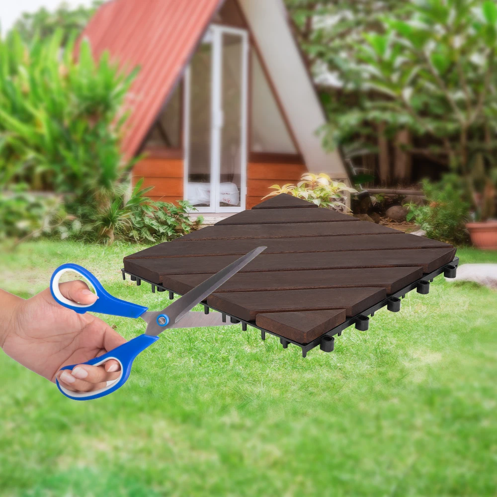 FGW-08SRS Acacia Wood Interlocking Deck Tile for Home Balcony Entry Back Yard Garden Landscaping & Decking for Home Decoration