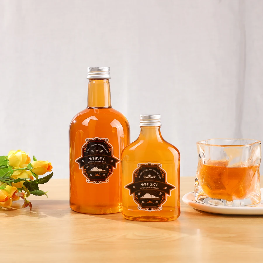 Hot Selling 350ml 400ml Square Flat Juice Plastic bottle Cold Brew Milk Tea Juice Bottle