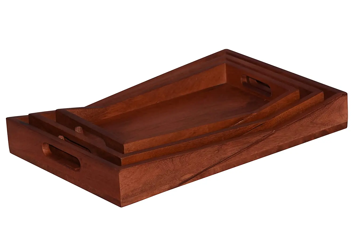 Hot selling Wooden Serving Tray Set of 3 | Modern Designed Wooden Tray for Home and Kitchen Use | Size- 16 x 11 x 2