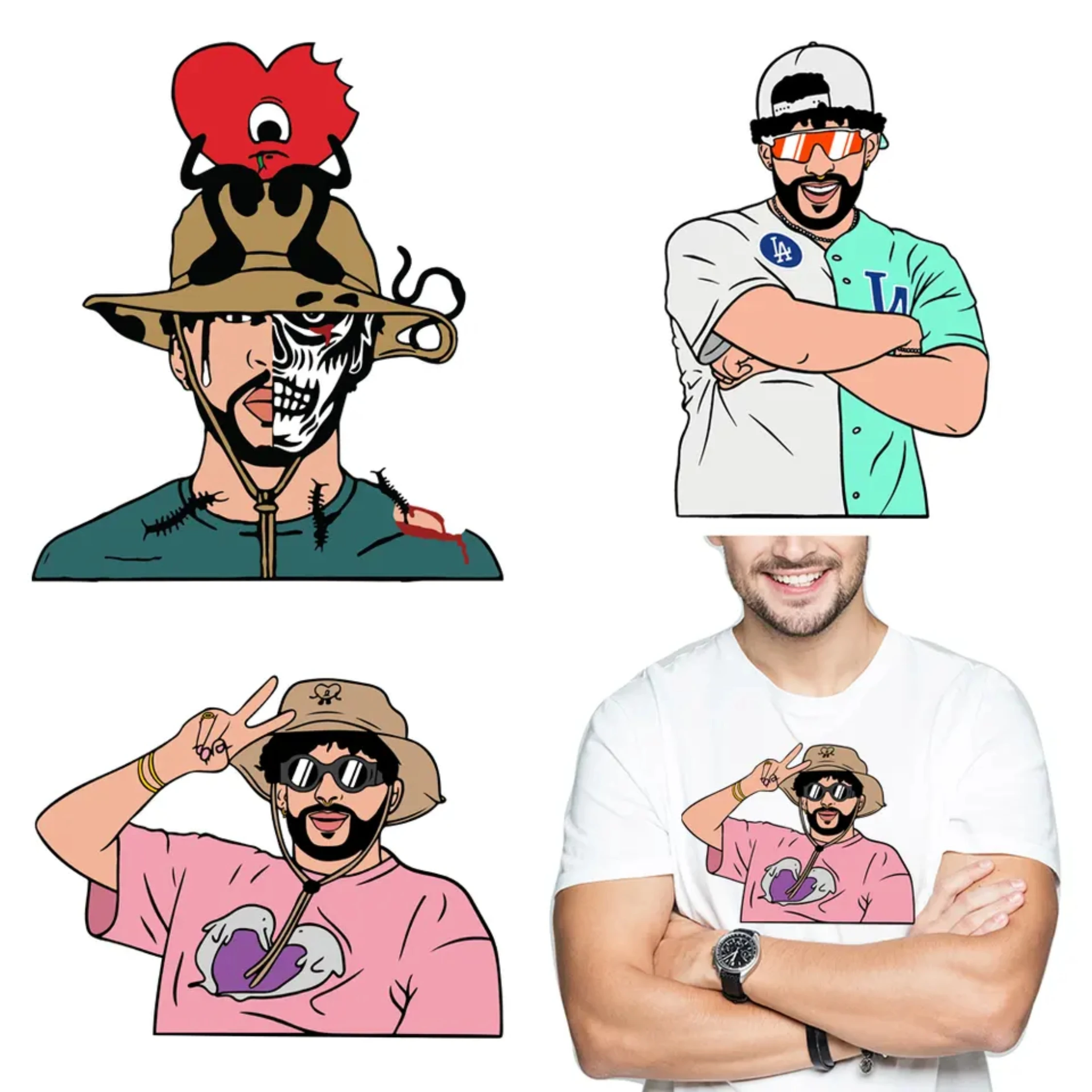 Factory Wholesale Designer Boy Girl Dtf Heat Press Design High Density Plastisol Horror Sense Logo Heat Transfer Sticker