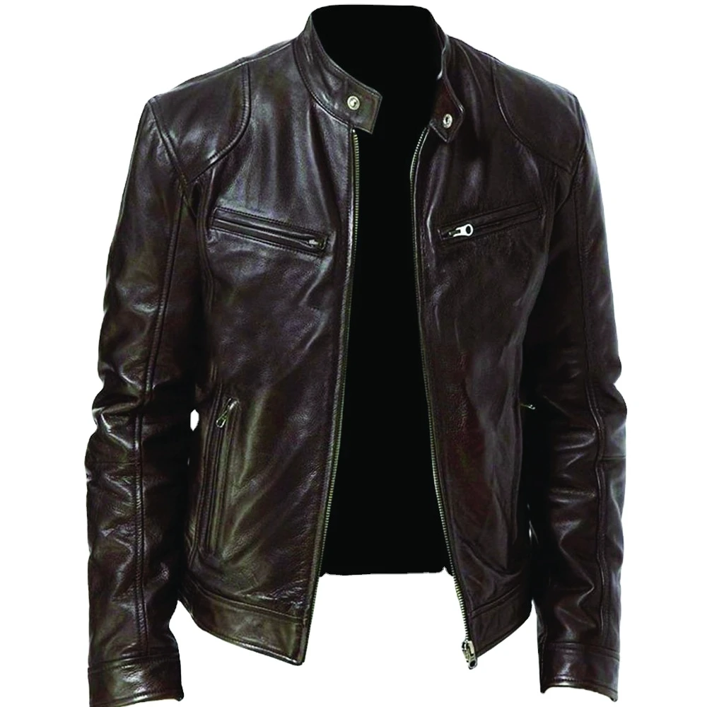 New Fashion Men Leather Jacket Zipper Style Real Leather Jacket For Men Best Quality Leather Jacket quality