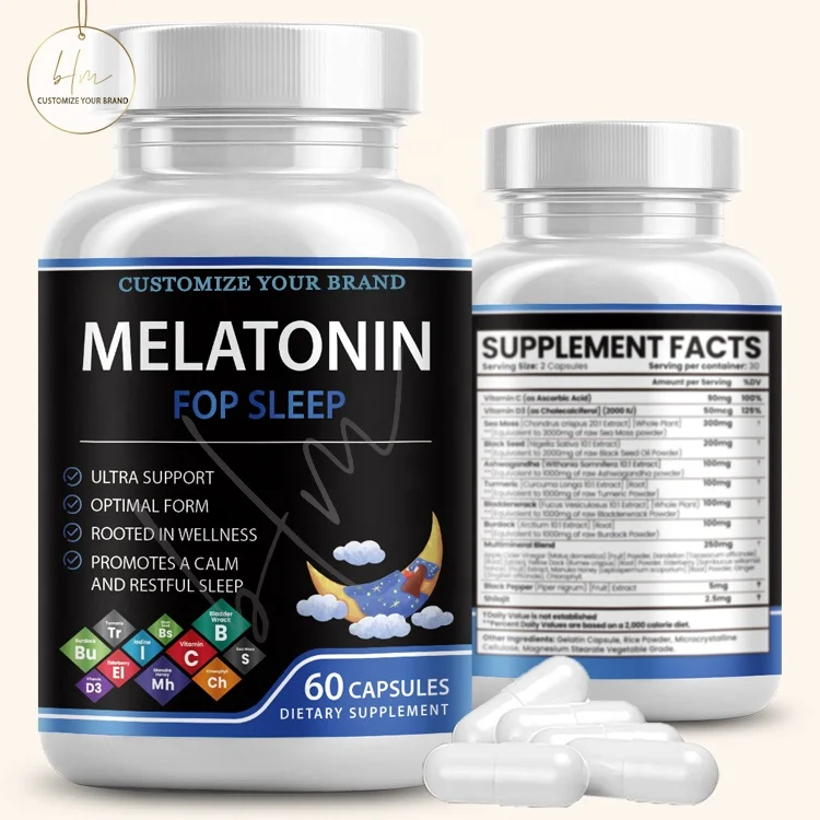 Manufacturer customization Melatonin 3Mg 5Mg 10Mg 12Mg 60Mg Vitamin B6 L-Theanine softgel Melatonin Capsules
