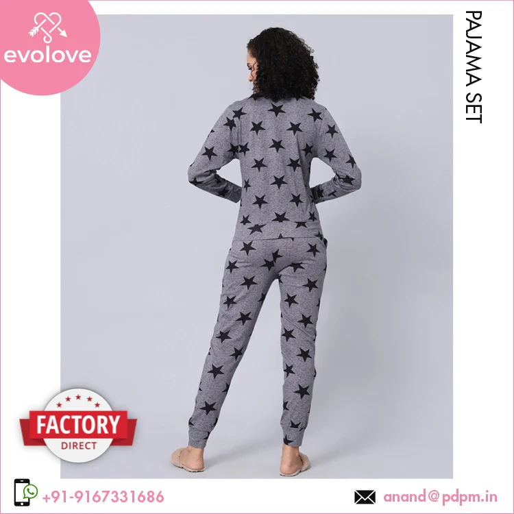 Durable Quality 100% Cotton Ladies Sleepwear Knitted Half Sleeves 2 Piece Pajama Set for Women at Wholesale Price