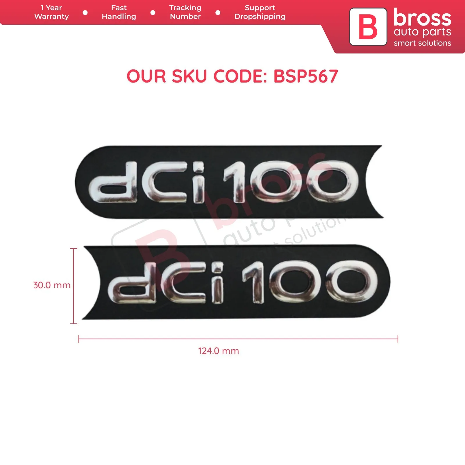 BSP567  2 Pieces Black dci 100 Badge Monogram Emblem Bross Auto Parts Made In Turkey