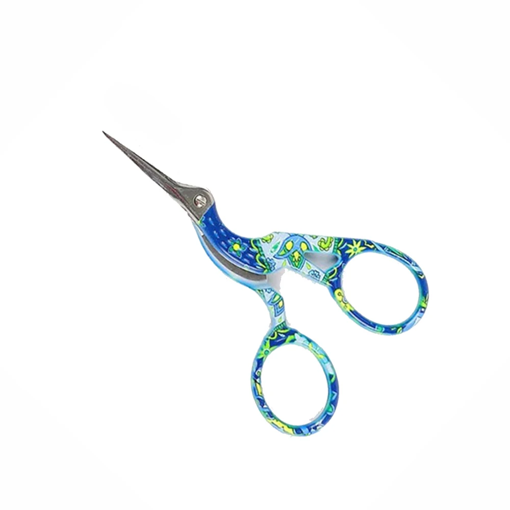 Top Quality Fancy Embroidery Scissors Paper Coated Handle Stork Scissors With Needle Point Mini Scissor For Beauty