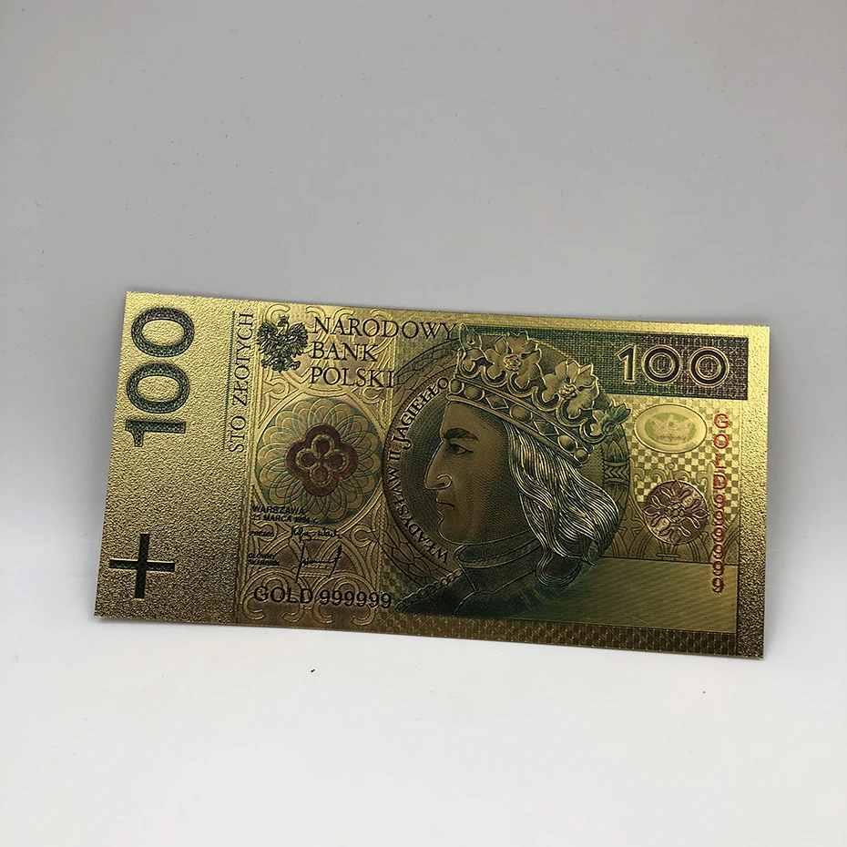 Польские монеты 10 20 50 100 200 500 Долларовые купюры Золотая фольгированная банкнота по индивидуальному заказу попа Джон Паул золотая карта для коллекционирования
