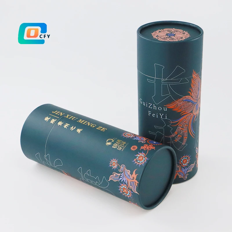 Luxury Hot Stamping Water Bottle Gift Round Box Recyclable Black Underwear clothes Cylindrical Tube Packaging