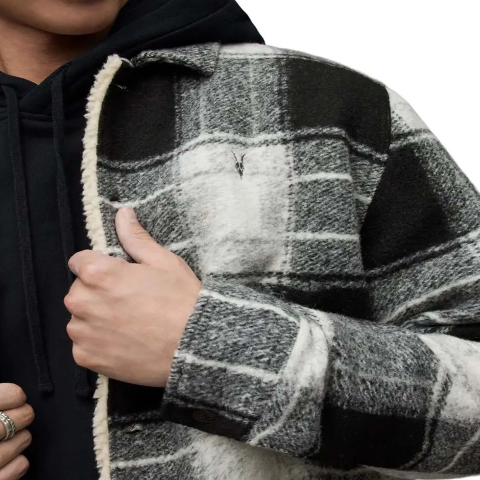 Custom Checked Flannel Long Sleeve Jacket Orange Buttons Blanket Overshirt Flannel Shirt Jacket Men Tapestry Jacket