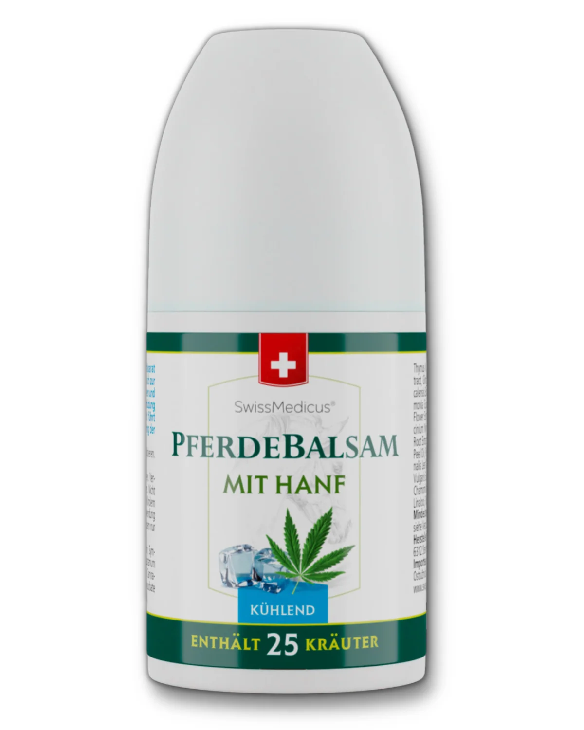 SwissMedicus Pferdebalsam with hemp cooling Roll-On, heavy legs relief, Swiss quality, pain relief cream, Varicose veins, 90 ml