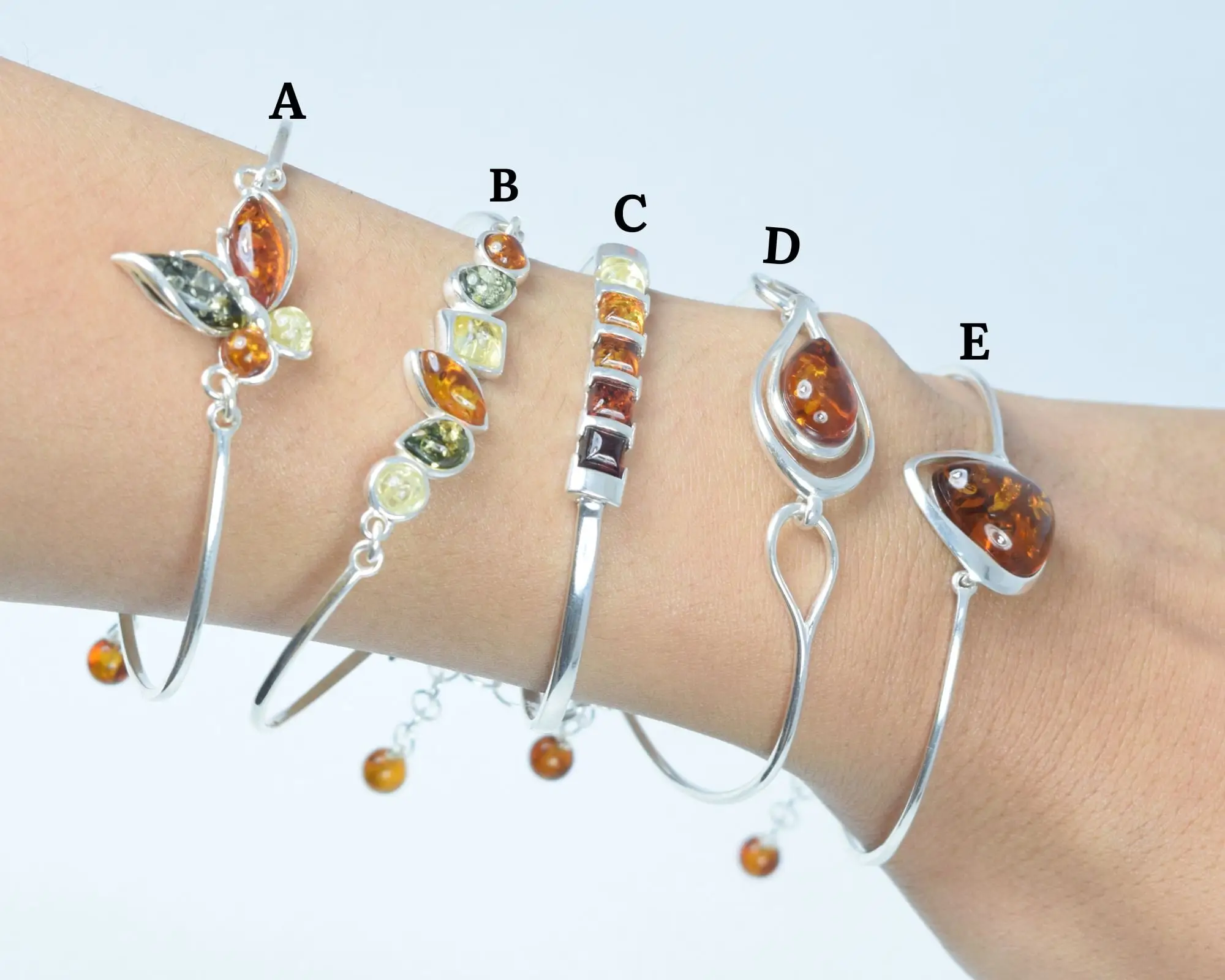 Beautiful Natural Baltic Amber Gemstone Bracelets Handmade 925 Solid Sterling Silver Bracelet From Jewelry Supplier at Wholesale