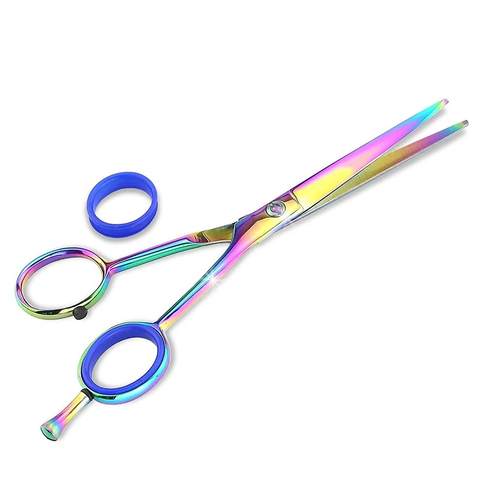 Rainbow Color Razor Edge Sharp Barber Scissors Hair Cutting Scissors/Shears Barber Haircut Scissors With Finger Rest