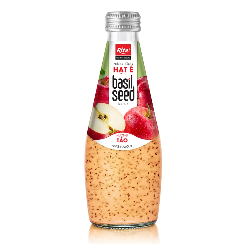 Made In Vietnam Products Good Price 290 ml Glass Bottle Basil Seed Juice With Apple Juice