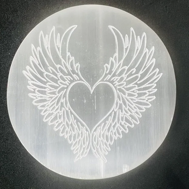 Selenite Charging Plate Crystal Charging Grid Plate/Disc Healing Crystal Energy Healing Engraved Selenite Charging Plate