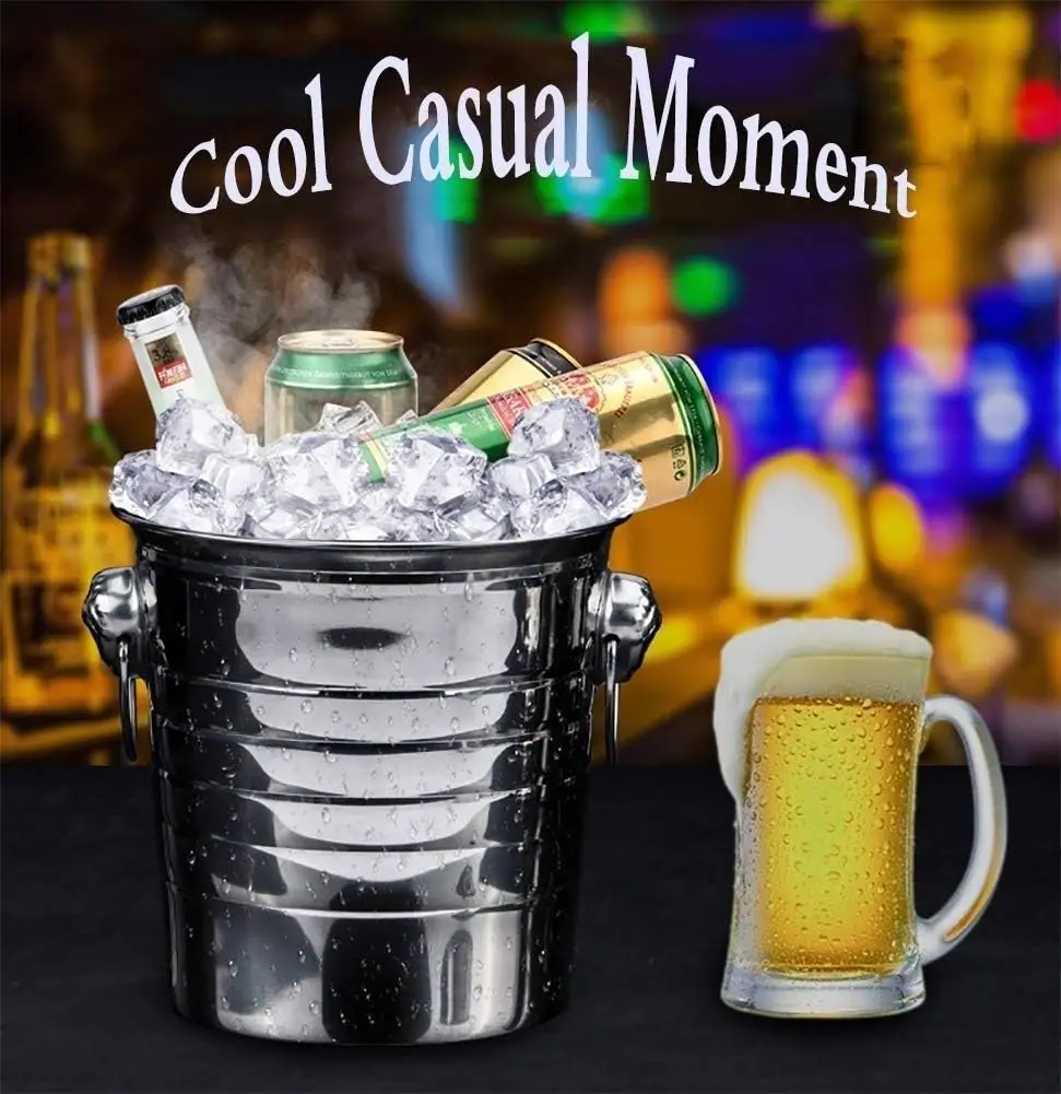 Top Sale 2024 Double Ring Handles Beverage Cooler Stainless Steel Ice Bucket Champagne Bucket Restaurant Bar Outdoor