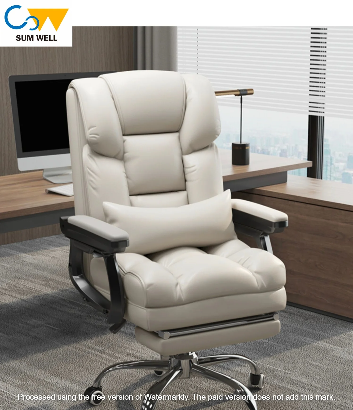 Computer Leather Seat Boss Business Office Chair Comfortable Home Backrest Sedentary Lazy Sofa Leisure Gaming Chair