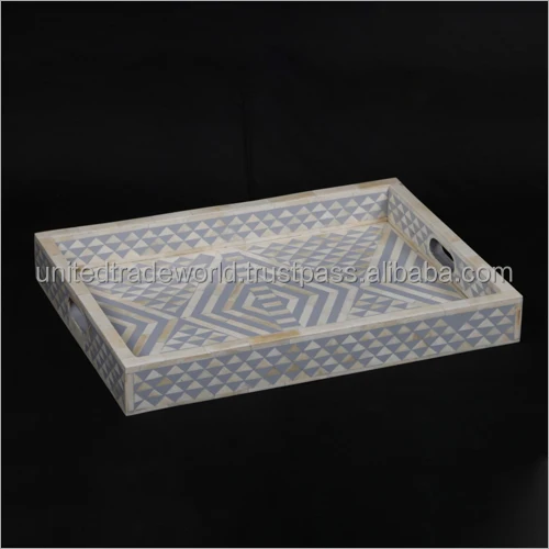 Latest Bone Inlay Serving Tray Handmade Bone Inlay Tray For Serving  By United Trade World