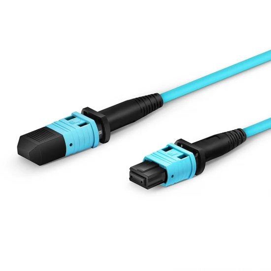 MPO/MTP Patchcords  Patch Cord Aqua 10m MPO Female 12 Fibers Type A LSZH OM3 50/125 Multimode Elite Trunk Cable