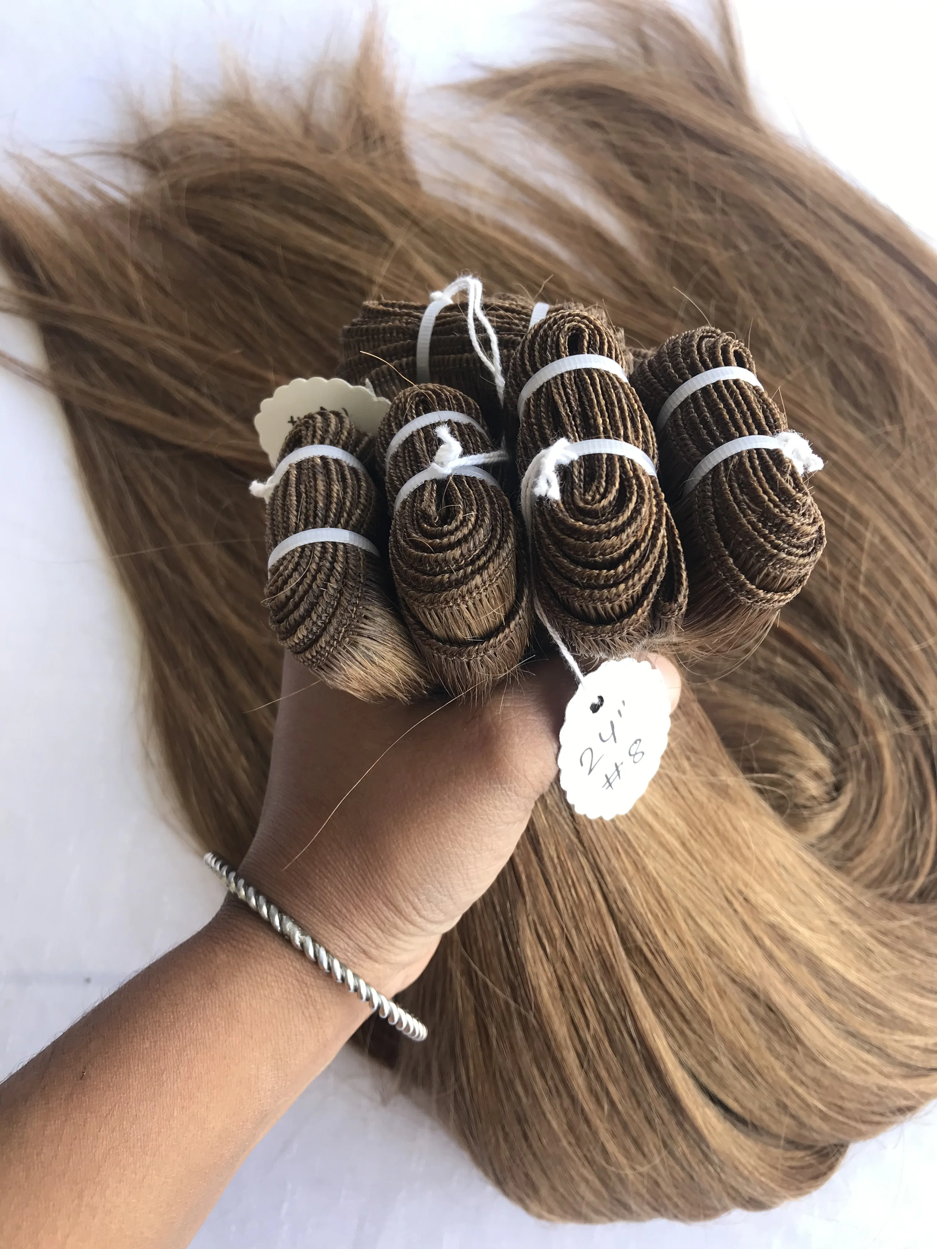 Top Selling Product Cuticle Aligned 24 Inch #8 Straight Coloured Bundles Extension Double Machine Weft At Wholesale Price Vendor