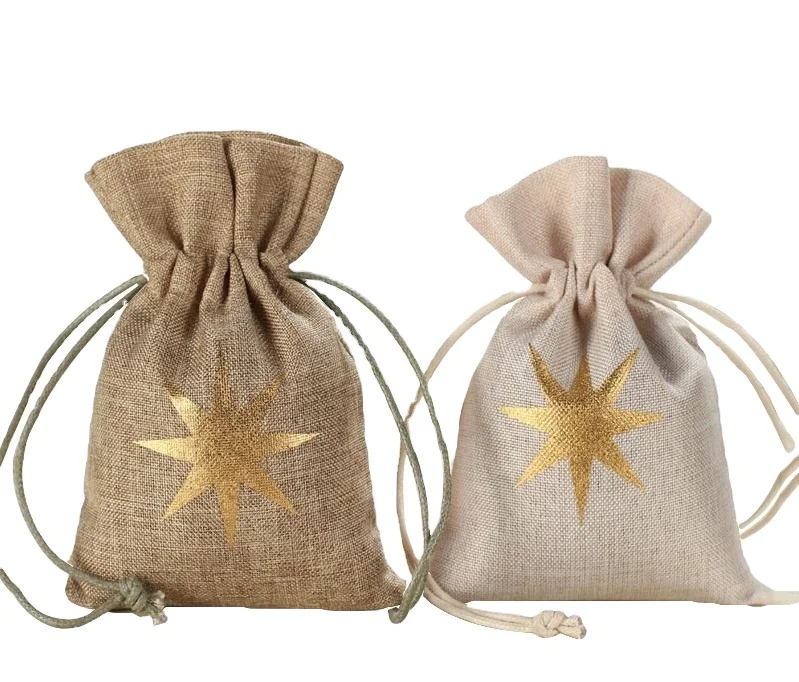 Custom linen muslin white drawstring bag cotton pouch muslin cloth bag