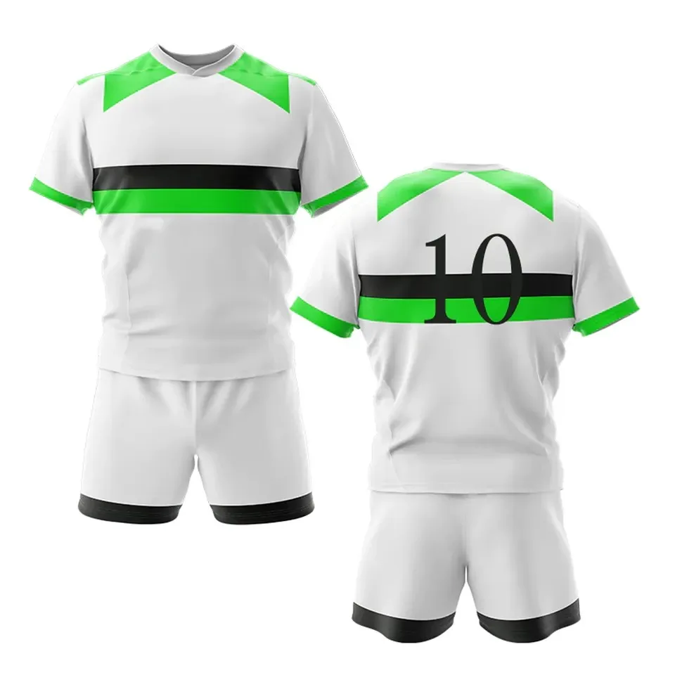 Wholesale New Stitched Men Sublimated Rugby Uniform Printed Design Jersey With Shorts Professional Top