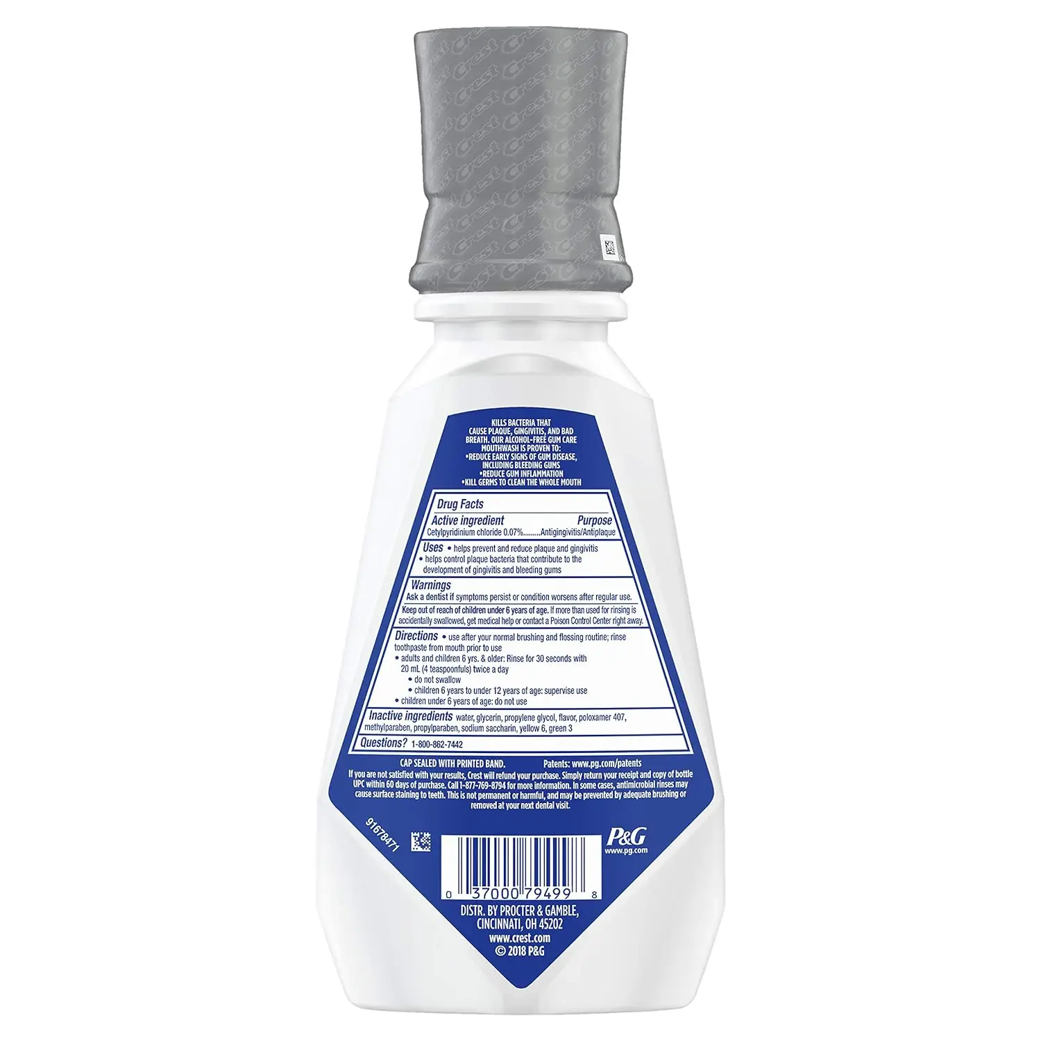 Crest 3D White Glamorous White Mouthwash, Alcohol Free Multi-Care Whitening Mouthwash, Arctic Mint, 16 fl oz  Pack of 4