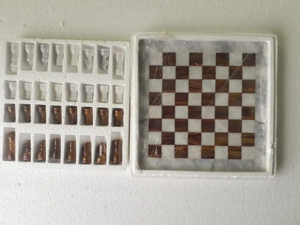 12 inch Chess Game Board Set , 16 inch Green Onyx Handicraft , 15 inch White Black Marble Chess Board Sets with figurine