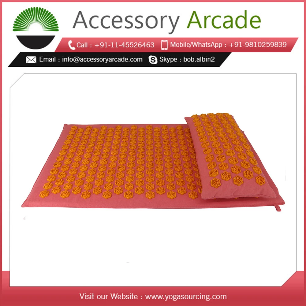 Excellent Quality Brand New Product Pain Relief back Needle cotton Lotus plastics spike Yoga Acupressure Mat And Pillow Set